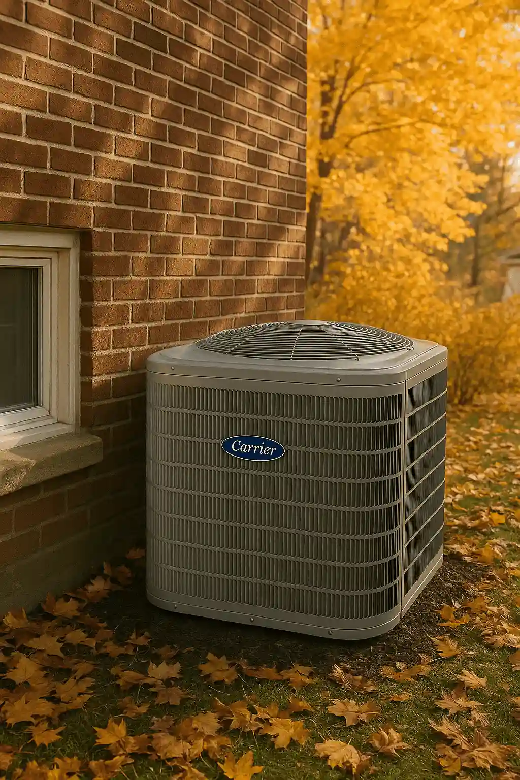 Carrier cold climate air source heat pump installed outside a home in Ontario